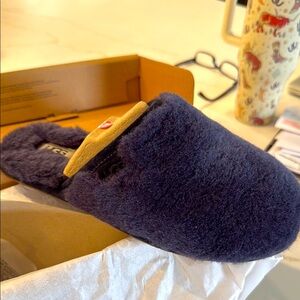 UGG Navy Blue Fuzzy Slippers